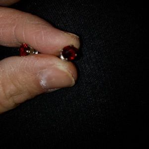 Garnet-colored Stud Earrings for Pierced Ears